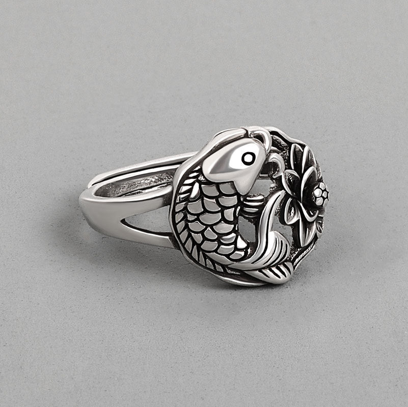 Women's Fashion Vintage Lotus Koi Ring