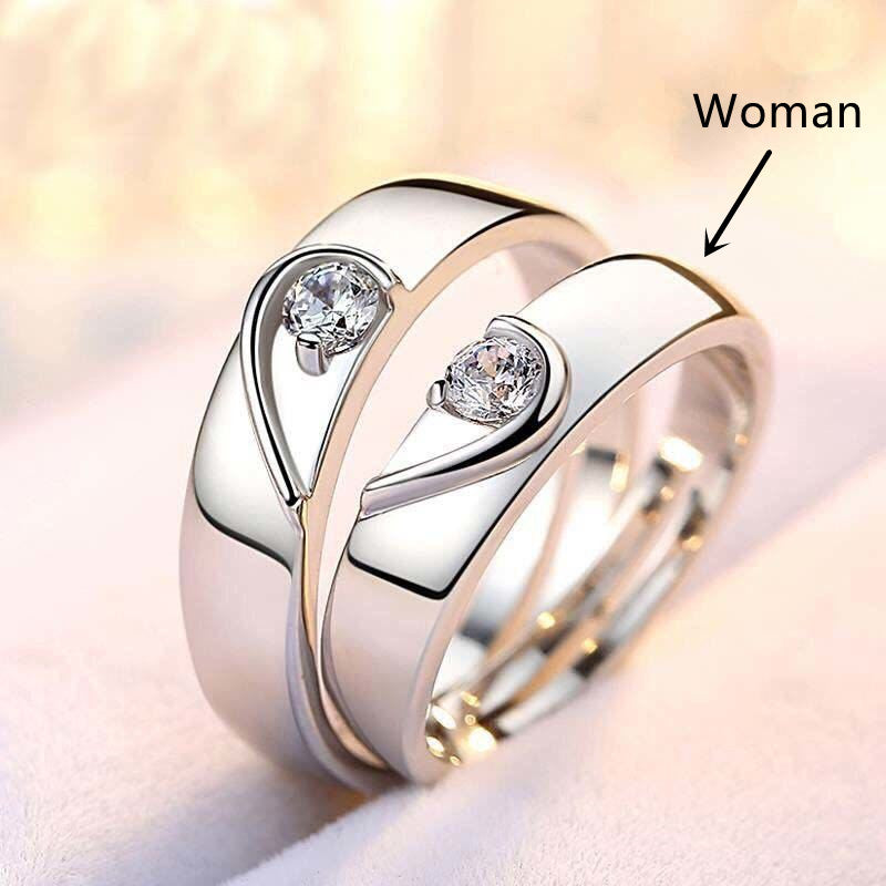 Silver Plated Couple Rings A Pair Of European And American Diamond Rings