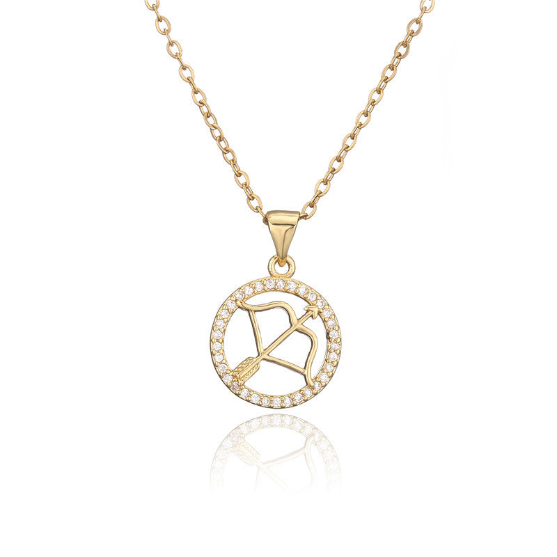 Golden Zodiac Pendant Necklace Female