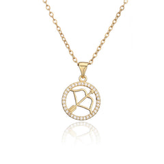 Golden Zodiac Pendant Necklace Female