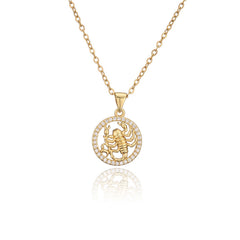 Golden Zodiac Pendant Necklace Female