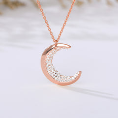 Chic Crescent Moon Necklaces For Women Accessories Stainless Steel Chain Sparkling Zircon Pendants Choker Modern Female Jewelry