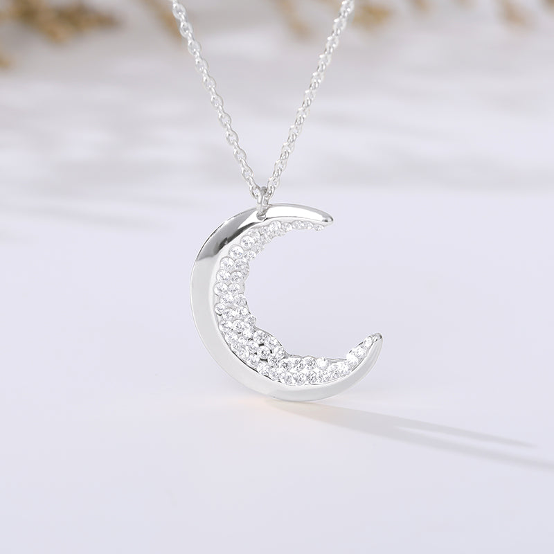 Chic Crescent Moon Necklaces For Women Accessories Stainless Steel Chain Sparkling Zircon Pendants Choker Modern Female Jewelry