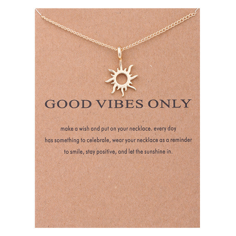 Wholesale Fashion Gold-Color Good Vibes Only Sun Necklaces & Pendants For Women Jewelry Gift