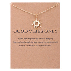 Wholesale Fashion Gold-Color Good Vibes Only Sun Necklaces & Pendants For Women Jewelry Gift