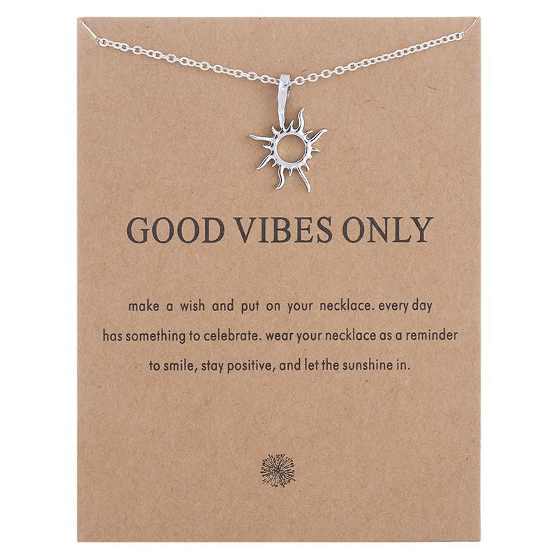 Wholesale Fashion Gold-Color Good Vibes Only Sun Necklaces & Pendants For Women Jewelry Gift