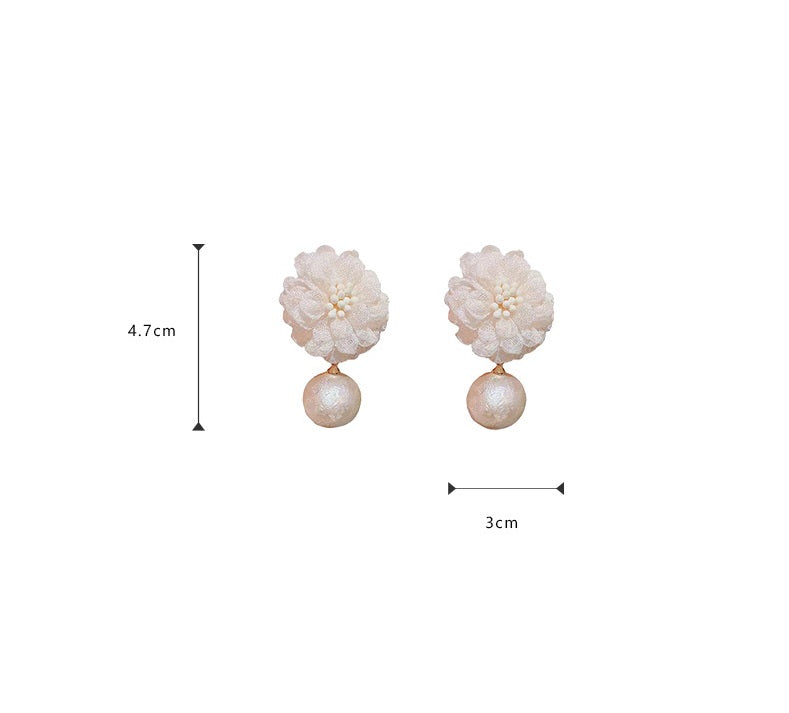 French Retro SUNSUN Style Fabric Flower Earrings Women