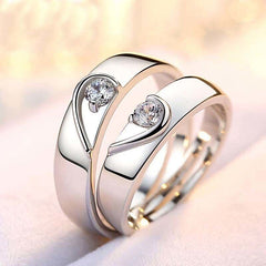 Silver Plated Couple Rings A Pair Of European And American Diamond Rings