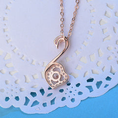 S925 Silver Necklace Zircon Diamond Swan Heart Pendant