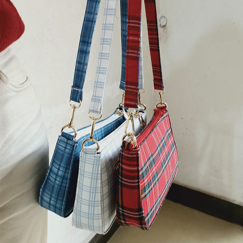 Vintage Retro Bags Designer Ladies Handbag French Plaid