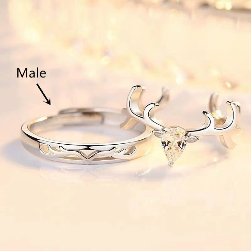 Silver Plated Couple Rings A Pair Of European And American Diamond Rings