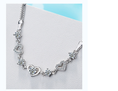 Heart Shaped Love Bracelet Diamond Double Heart Bracelet