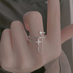 Chain Meteor Double-layer Ring Female Niche Design High Fashion