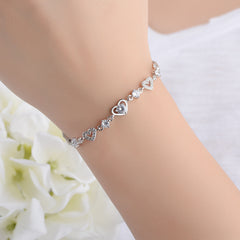 Heart Shaped Love Bracelet Diamond Double Heart Bracelet